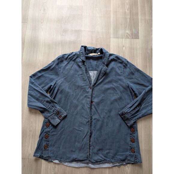 Soft Surroundings Womens Denim Button-Up Shirt L - Picture 4 of 7